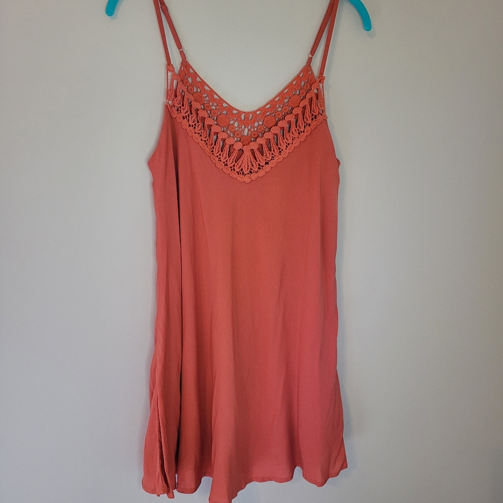 Lulus Lady Daydream Rust Orange Crochet Dress